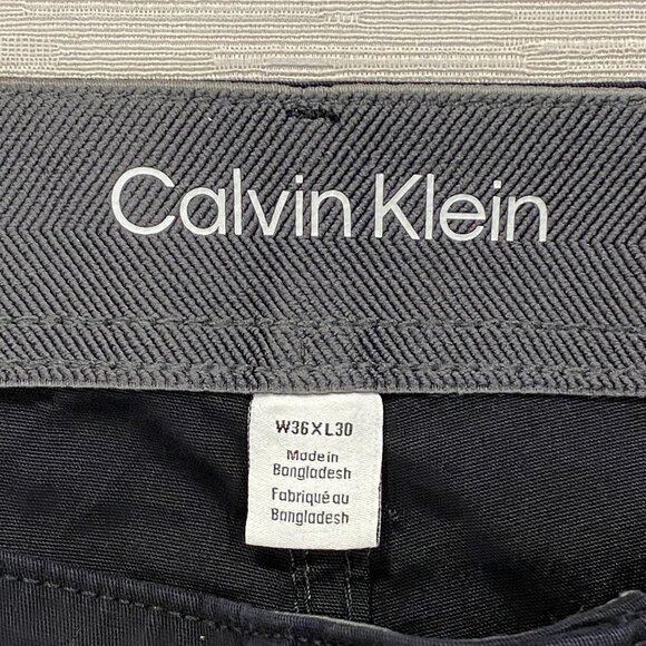 Calvin Klein Chino Pants Mens 36 x 30 Black Slim Fit Straight Flex Waist Cotton - Picture 7 of 13